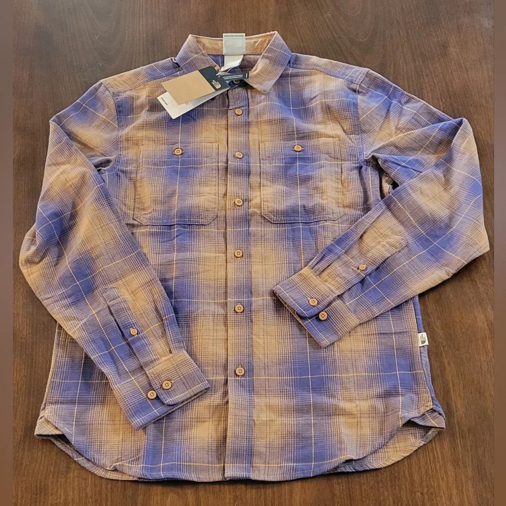 The North Face Mens Arroyo LW Flannel Shirt Size S Almond‎ Butter Plaid NWT